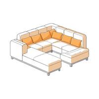 Modular sectional sofa with movable pieces vector