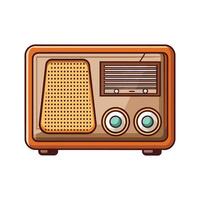 Retro radio with wooden frame vector