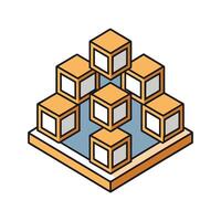 Stylish geometric wall shelf with floating cubes vector