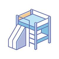 Playful bunk bed with ladder and slide vector