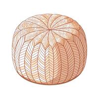 Round pouf with knitted texture vector