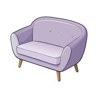 Loveseat with rounded corners and upholstery vector
