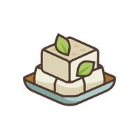 a tofu block with leaves on top vector