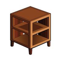Cube shaped side table with open compartments vector