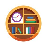 Smooth line clock shaped wall shelf design vector