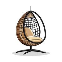 Unique hanging egg chair with woven rattan vector
