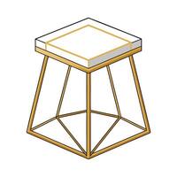 Hexagonal end table with geometric design vector