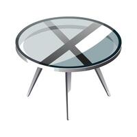 Stylish coffee table with circular glass top vector