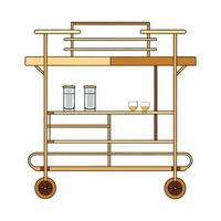 Creative bar cart with mid-century modern design vector