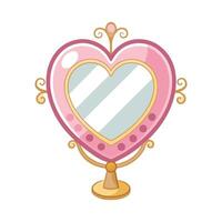 Elegant vanity mirror with heart shaped frame vector