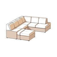Chic sectional sofa with movable components vector