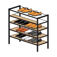 Chic shoe rack design with open shelves vector