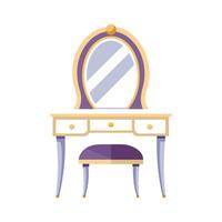 Chic vanity table featuring elegant arched mirror vector