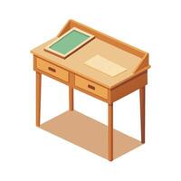 Chic writing desk featuring corkboard back vector
