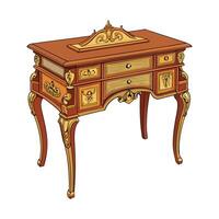Stylish vintage writing desk with intricate woodwork vector