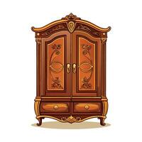 Chic armoire featuring intricate carvings vector