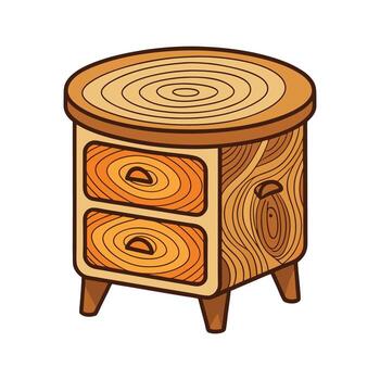 Tree trunk-shaped bedside table vector
