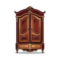 Vintage armoire with intricate wood carvings vector