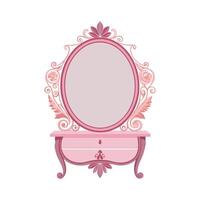 Creative vintage vanity with round mirror design vector