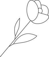 isolated simple minimal rosebuds drawing. Colorless black line rosebud outline sketch Illustration isolated on transparent background vector