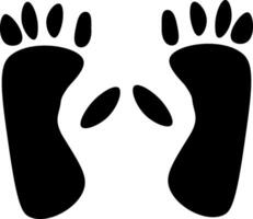 abstract monkey footprint black icon. Ape animal track. Gorilla, chimpanzee primate footpath symbol. Isolated illustration. vector
