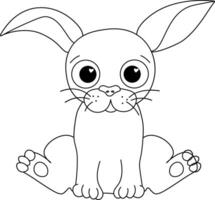 cute Rabbit. Cartoon graphic line lapin. Bunny china new year isolated on transparent background, coloring book vector