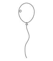 Simple outline of a balloon floating in the air with a thin string attached below it vector