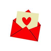 Design of a red envelope with a heart note symbolizing love and affection vector