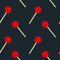 Red lollipops arranged in a repeating pattern on a dark background vector