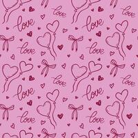 Romantic Pink Pattern with Hearts and Balloons vector