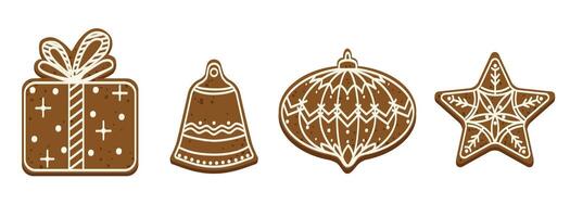 Christmas Gingerbread Cookies with Festive Designs vector