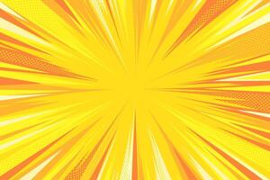 Yellow Comic Style Background. Modern creative pop art rays halftone style background. Clean anime halftone backdrop vector