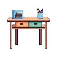 Creative wooden desk with integrated minimalist shelf vector