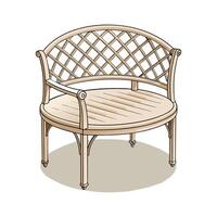 Stylish garden bench with circular lattice design vector