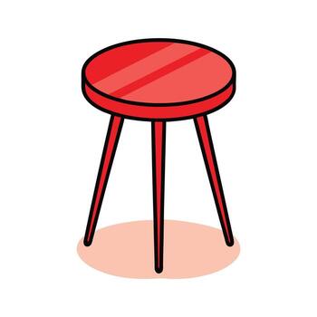 Stylish small round side table with red gloss vector