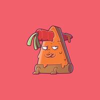 A Pizza Slice character with a carrot on his head. vector