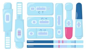 Set of pregnancy tests, types of hCG tests to determine pregnant vector