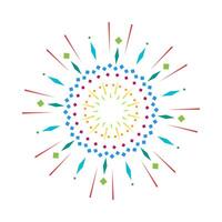 Firecracker inspired colorful flare with spark rays. Radiant explosion design featuring a vibrant sunburst. Abstract graphic isolated on a white background vector