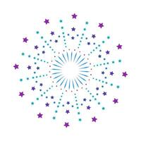 Vivid spark icon inspired by firework burst. Radiant circular flare with colorful light outbreak. Abstract explosion element on white background vector