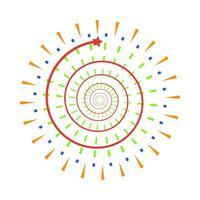 Firework inspired colorful burst with radiant sparks. Vibrant flare explosion with shining sunrays. Abstract light graphic isolated on white background vector