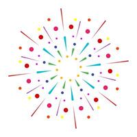 Bright firework explosion with colorful sparkle rays. Radiant outburst flare featuring abstract sunburst design. Isolated graphic on a clean white background vector