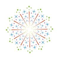 Radiant sunburst flare with vibrant fireworks-inspired sparks. Circular burst showing colorful explosion effect. Bright icon isolated on white background vector