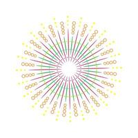 Colorful firework burst with radiant sparkle rays. Abstract sunburst design showing light explosion. Bright sunray inspired graphic with vibrant sparks. Isolated on white background vector