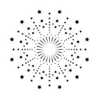 Firecracker inspired radiant spark icon. Abstract light burst with circular flare lines. Firework explosion with sunburst design in black isolated on white background vector