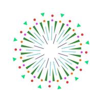 Bright firecracker explosion with radiant sparkle. Circular flare burst with colorful light rays. Abstract sunburst icon isolated on white background vector