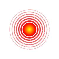 Pain spot marked with red circle. Ache area symbol for sore body parts. Targeted localization design. Abstract hurt indicator for painkiller advertisements vector