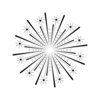 Abstract spark icon with circular firework-inspired design. Radiant flare rays and explosion effect. Firecracker burst in a minimal black on white isolated style vector