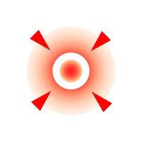 Pain target with red circle marking sore spot. Ache area symbol used in medical advertisements. Localization sign for discomfort zone. Abstract hurt icon vector