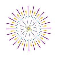 Colorful fireworks burst with radiant light rays. Abstract spark outbreak design inspired by sunburst patterns. Bright explosion isolated on white background vector