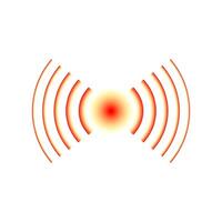 Red circle highlighting pain zone. Ache spot icon for sore body parts. Pain target design element. Abstract hurt localization sign for medical ads vector
